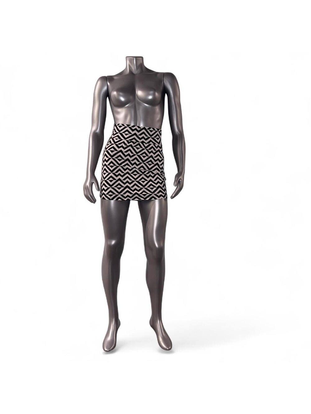 Black and White Geometric Pattern Mini Skirt for Women